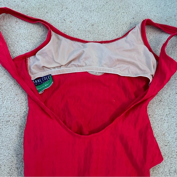 80-90s Vintage Ann Cole Collection 8 Red Low Back One Piece Swimsuit - Picture 10 of 14
